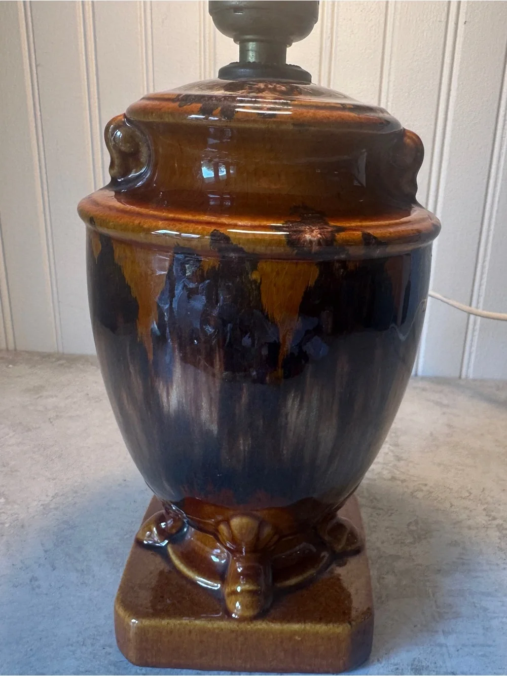 Brush McCoy Pottery Onyx Drip Glaze Urn Table Lamp Brown Arts & Crafts 1920s 30s